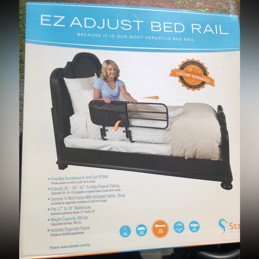 Metal safety bed rail for elderly or child. Great for bunk beds and RV beds
